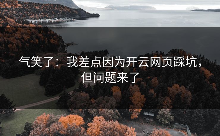 气笑了：我差点因为开云网页踩坑，但问题来了