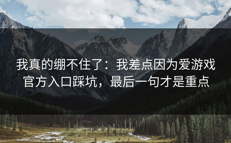 我真的绷不住了：我差点因为爱游戏官方入口踩坑，最后一句才是重点