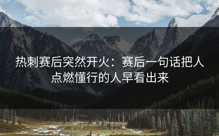 热刺赛后突然开火：赛后一句话把人点燃懂行的人早看出来